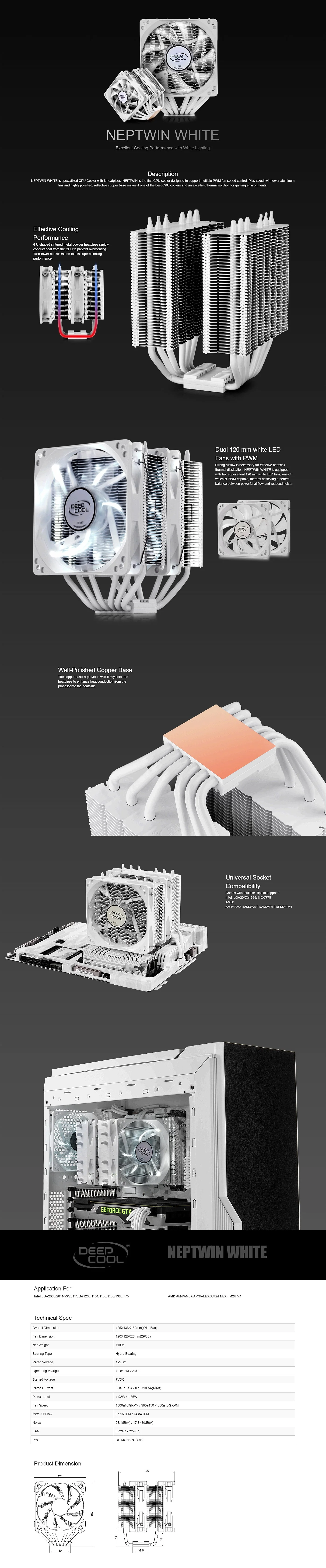 Deepcool Neptwin White CPU Air Cooler - Image 7