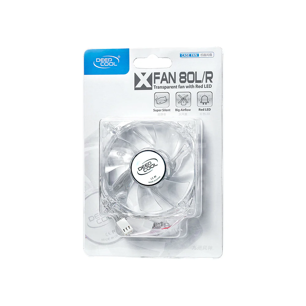Deepcool XFAN 80mm L/R Transparent Chassis Fan Red Led - Image 3