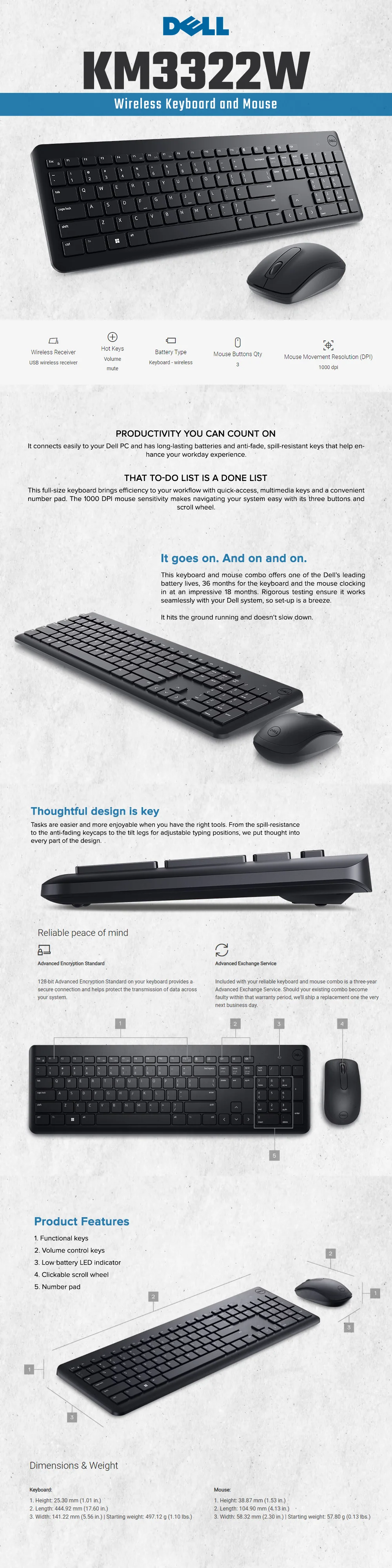 Dell KM3322W Wireless Keyboard and Mouse - Image 5