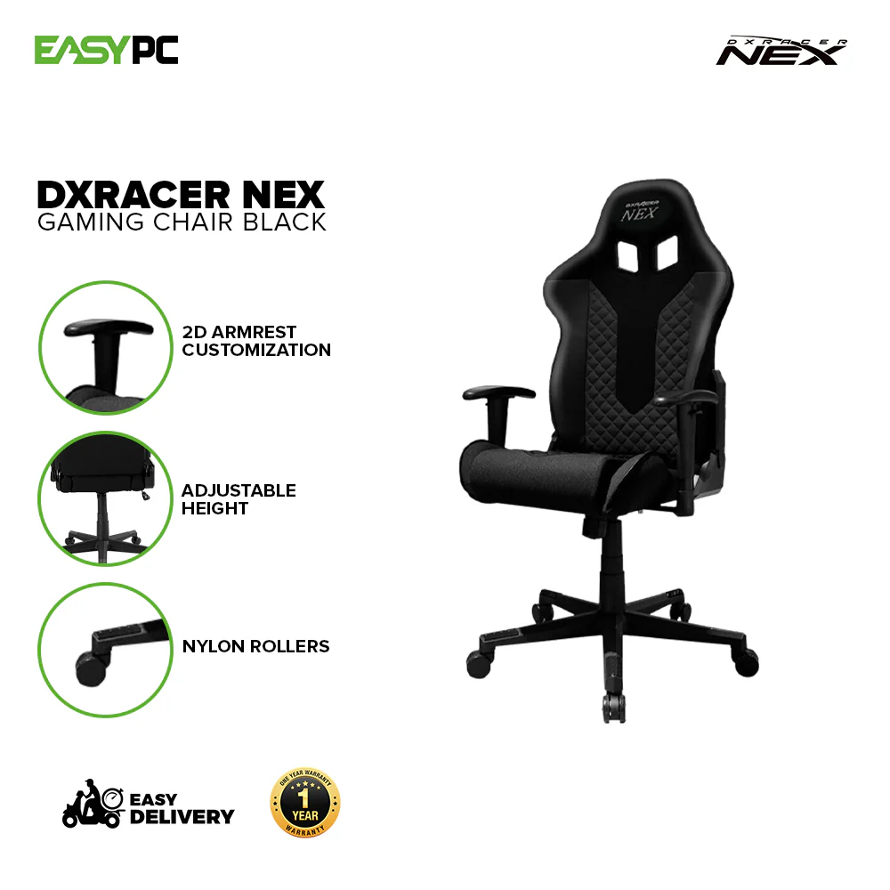 DXRacer Nex EC-O01-N-K1-258/EC-O01-NR-K1-258 Black, Black/Red Gaming Chair 4JTP - Image 2
