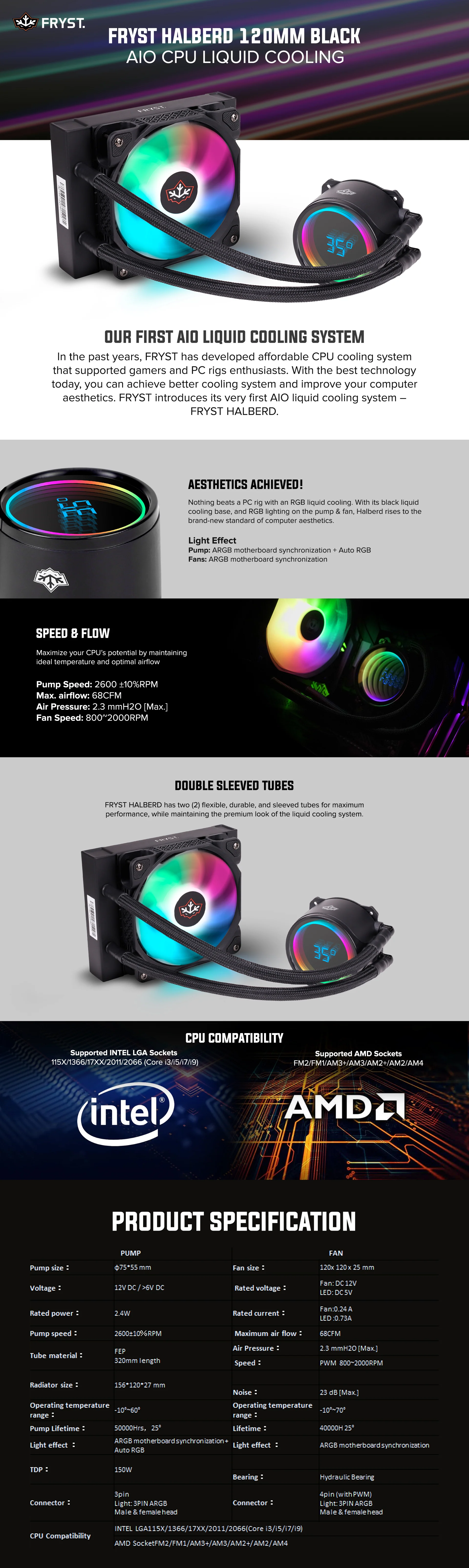 FRYST HALBERD L120 / L240 Hydraulic Bearing RGB Liquid Cooling - Image 11