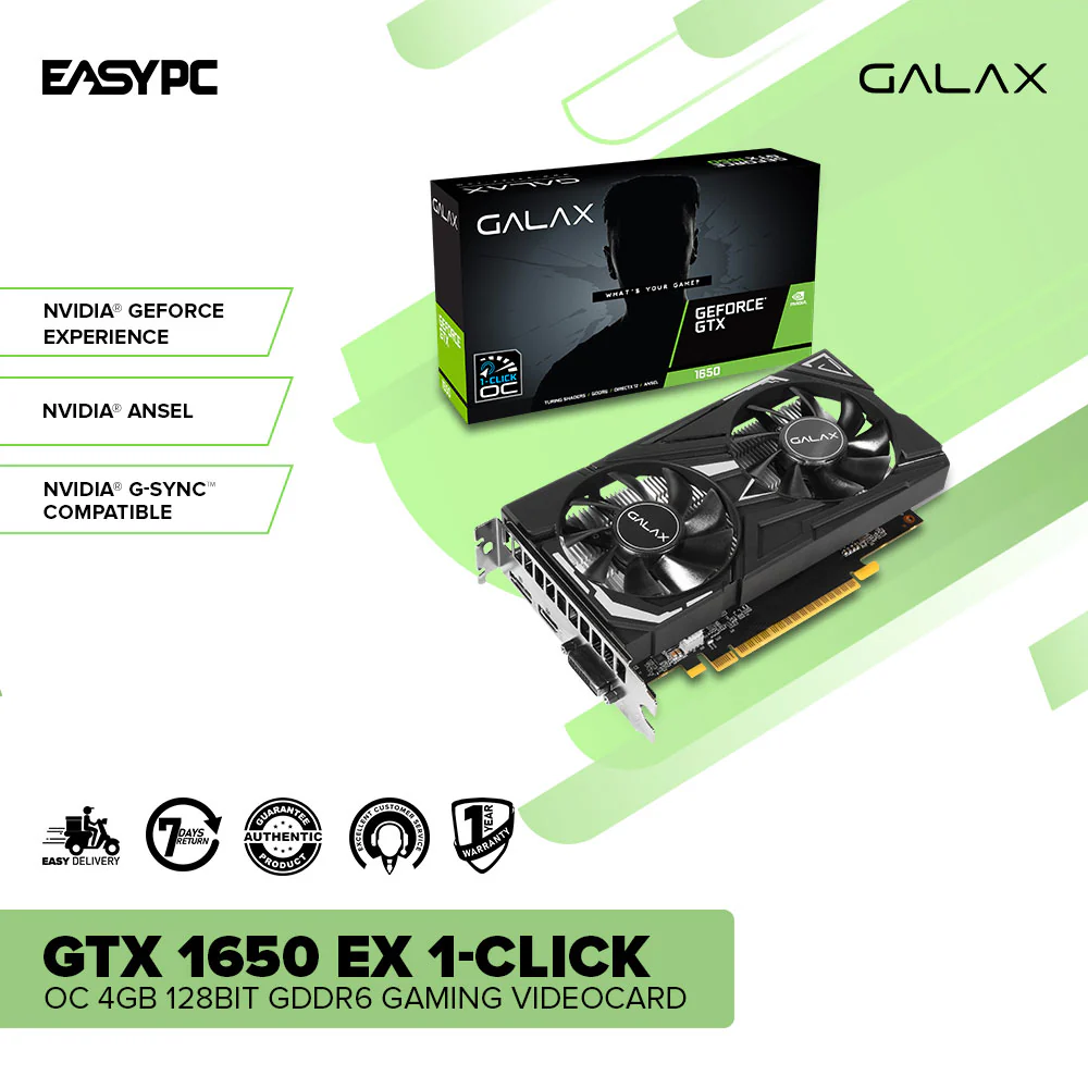 Galax NVIDIA® GeForce GTX™ 1650 EX 1-Click OC 4gb 128bit GDdr6 Gaming Videocard - Image 2