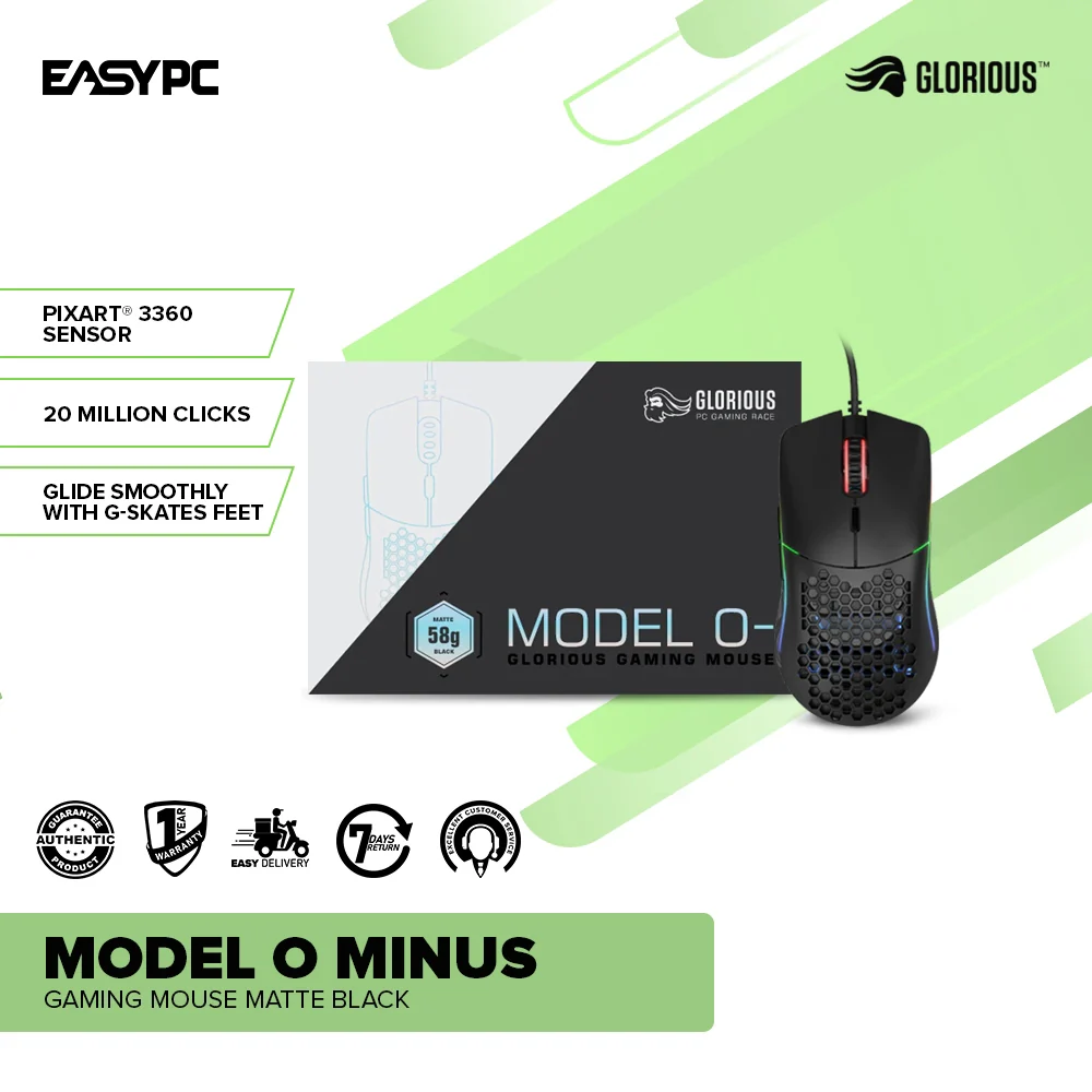 Glorious Model O Minus Gaming Mouse Pixart 3360 Sensor 20 Mmillion Clicks Matte Black or Matte White - Image 2