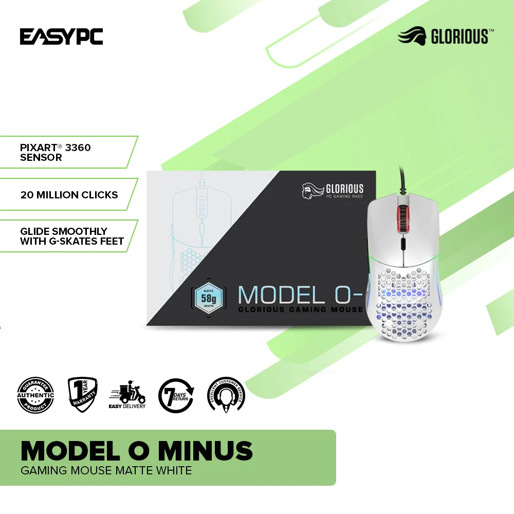 Glorious Model O Minus Gaming Mouse Pixart 3360 Sensor 20 Mmillion Clicks Matte Black or Matte White - Image 6