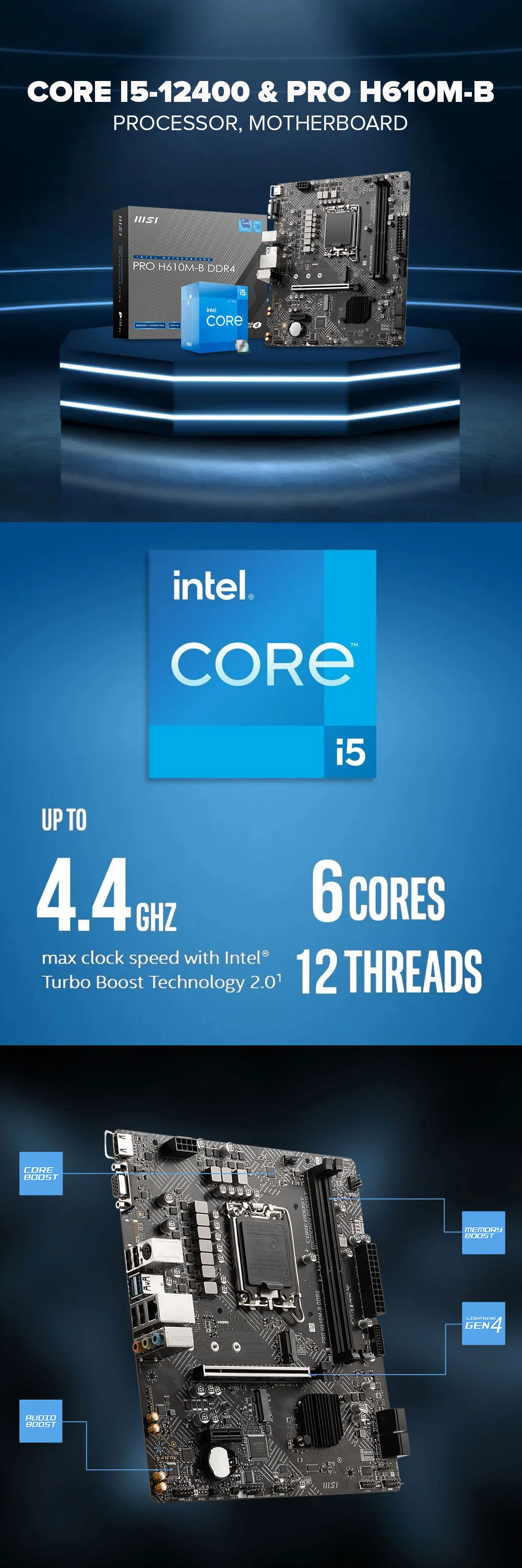 Intel Core i5-12400 Processor + MSI Pro H610M-B Motherboard - Image 5