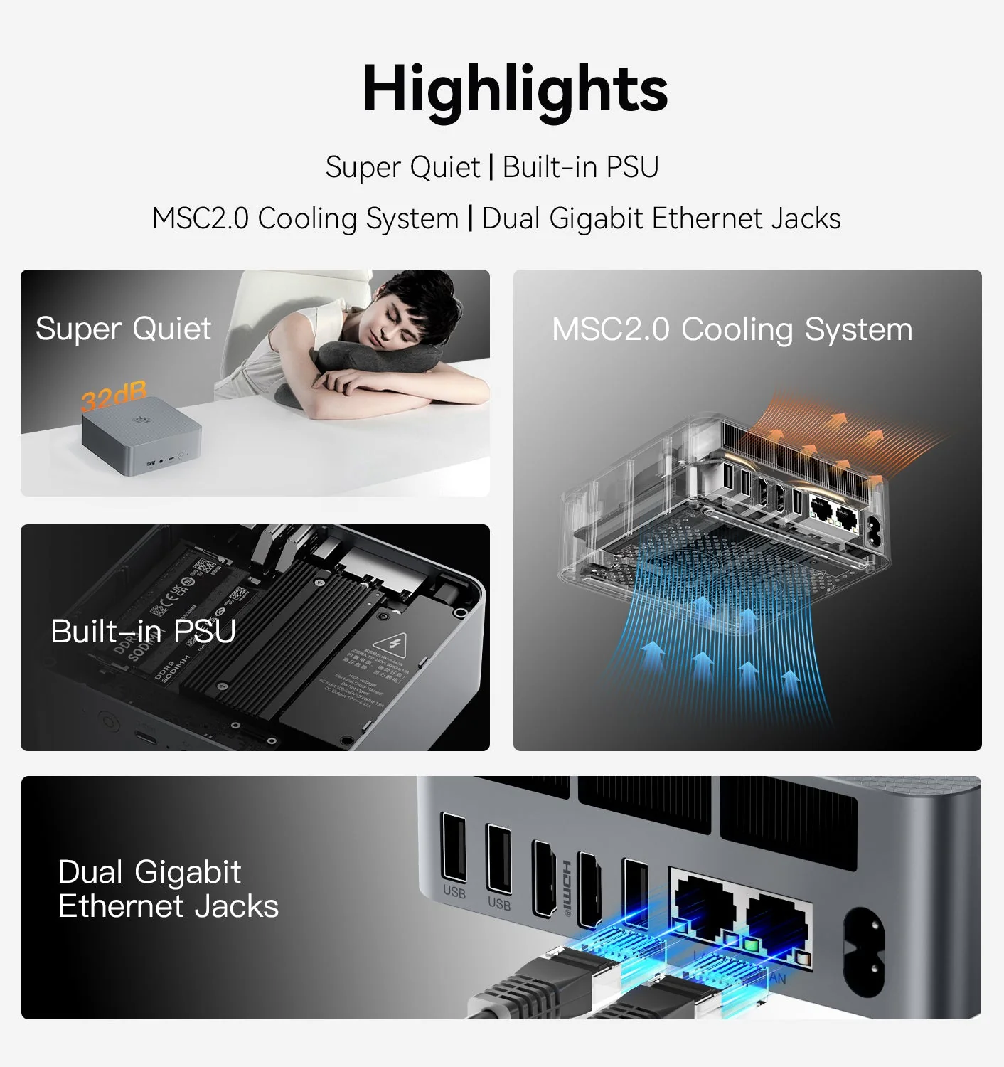 EasyPC Pocket Rocket Beelink EQR6-LP AMD Ryzen 5 6600U Processor / Dual Gigabit Lan / 32GB 4800MHZ DDR5 / 500GB NVMe M.2 SSD - Image 2