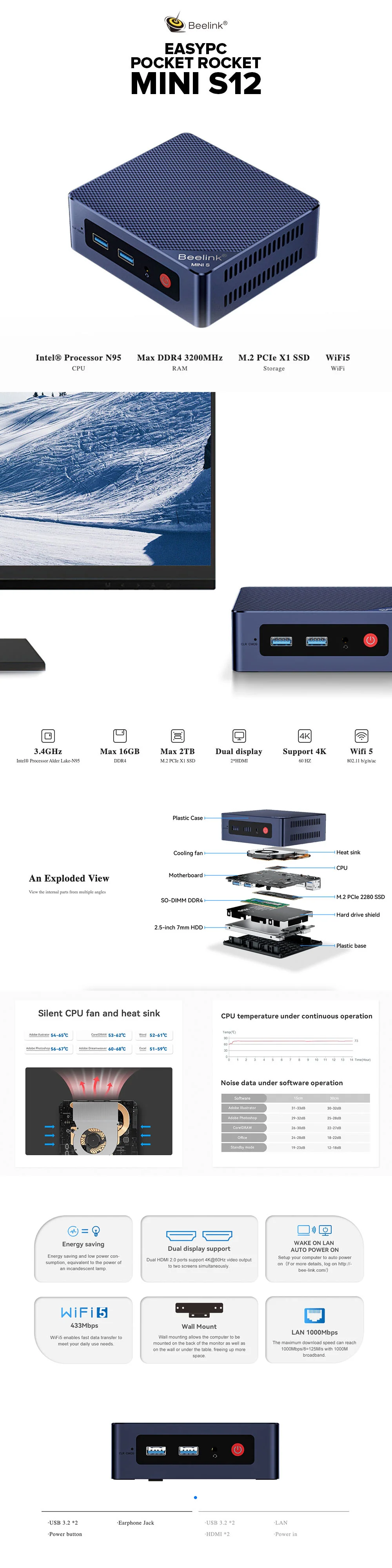 EasyPC Pocket Rocket Beelink Mini S12 Intel 12th Gen N95 Processor | 8GB 3200MHz DDR4 | 256GB M.2 PCIe SSD - Image 5