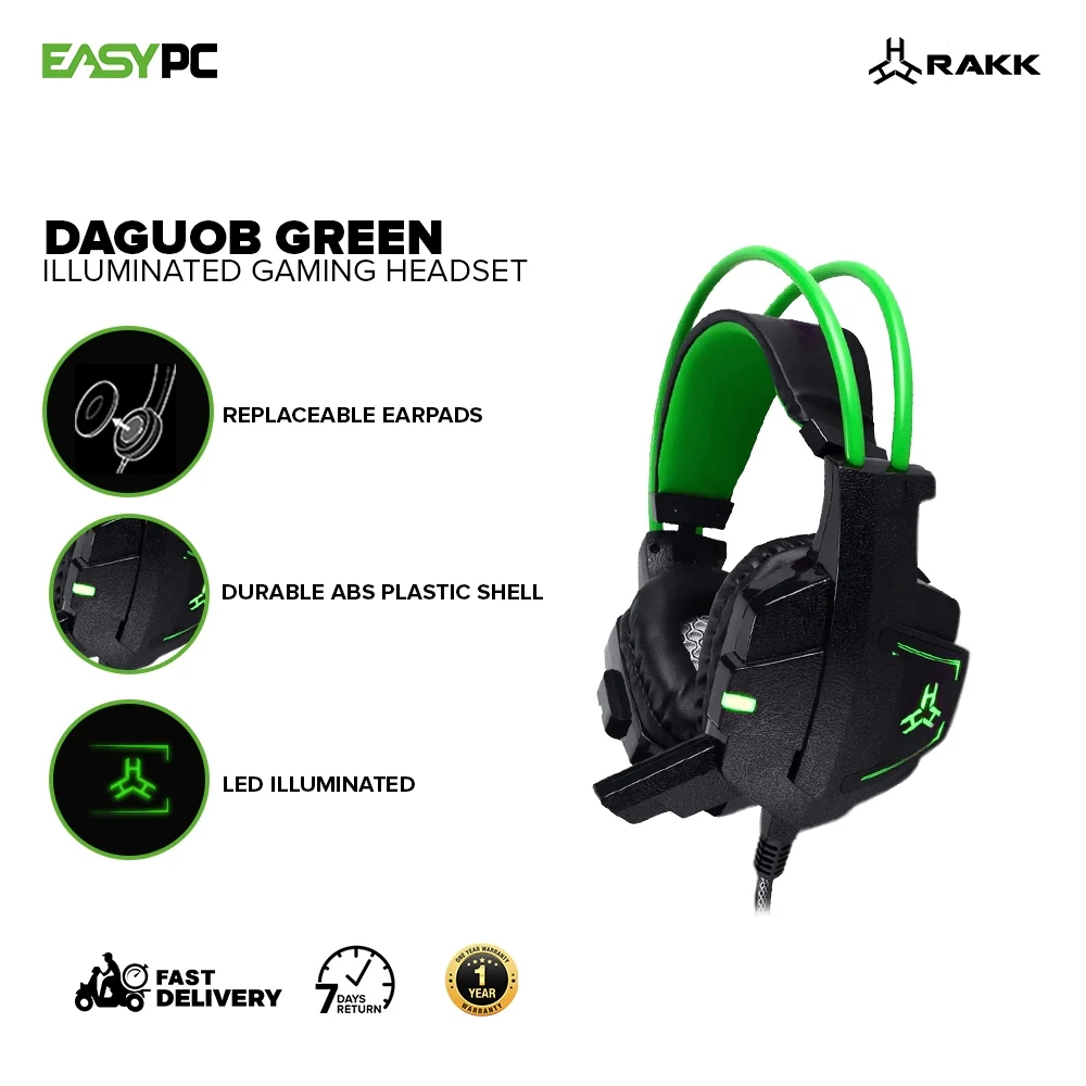 EasyPC Rakk Daguob Illuminated Red/White/Blue/Green Comfortable Headband, LED Illuminated, Tangle Proof, Gaming Headset - Image 14