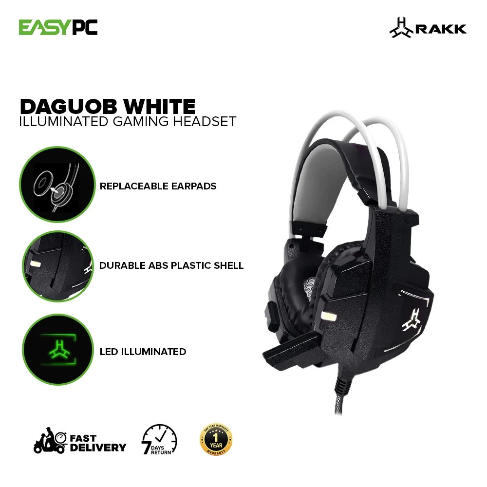 EasyPC Rakk Daguob Illuminated Red/White/Blue/Green Comfortable Headband, LED Illuminated, Tangle Proof, Gaming Headset - Image 6