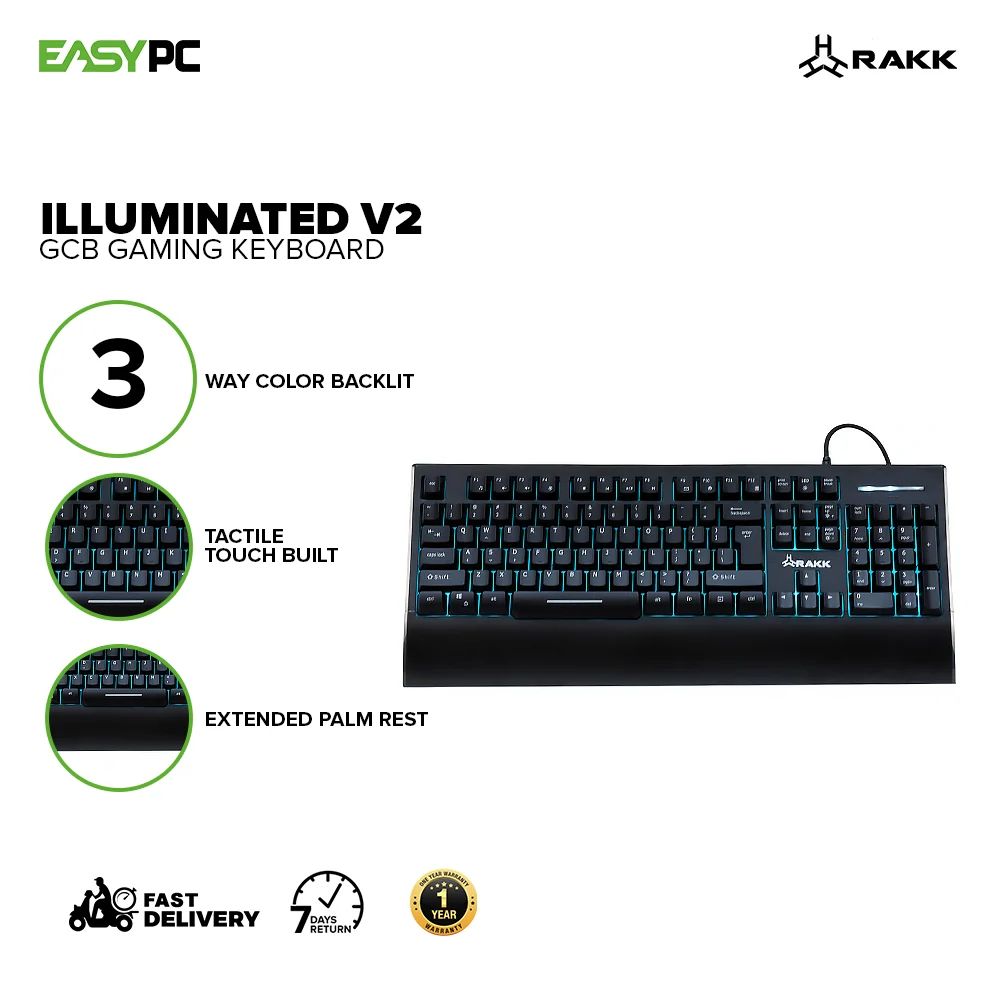 EasyPC Rakk Illuminated V2 BVR/GCB/ROY Gaming Keyboard + Bundles - Image 6