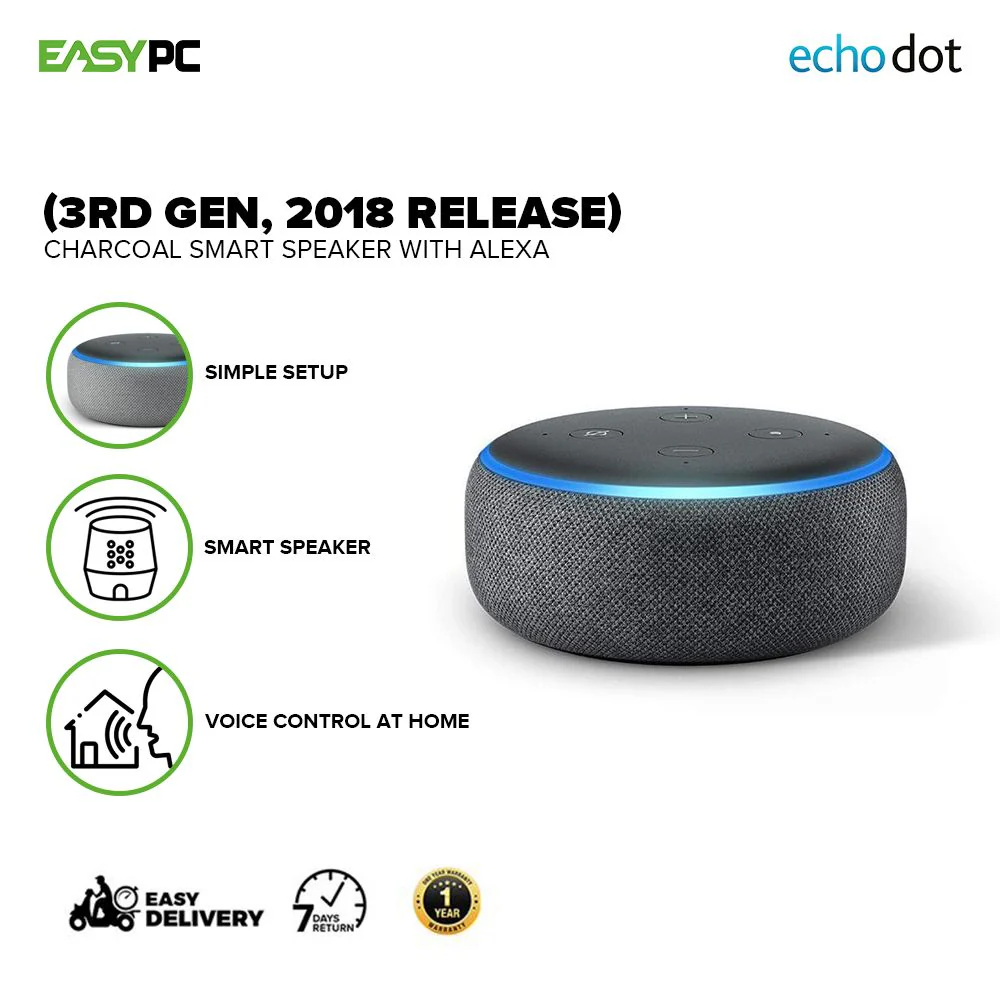 Echo Dot (3rd Gen, 2018 release) Voice Control your music, Improved speaker quality Charcoal Smart speaker with Alexa - Image 2