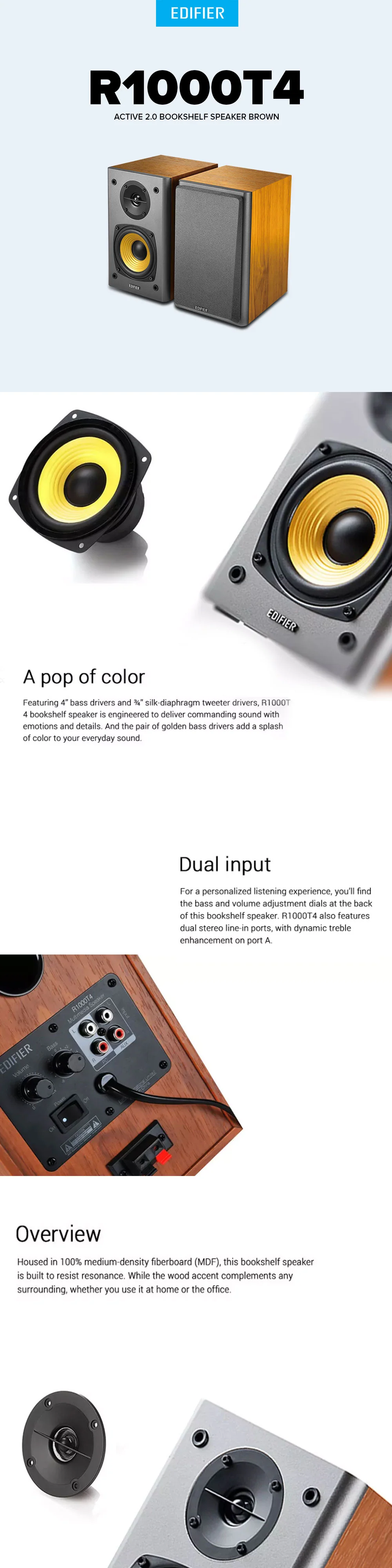 Edifier R1000T4 Active 2.0 Brown Speaker - Image 5