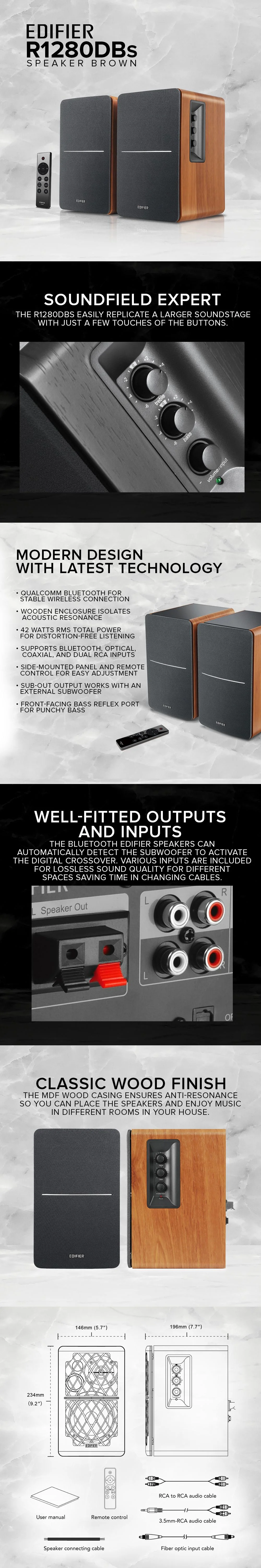 Edifier R1280DBs Speaker Brown - Image 6
