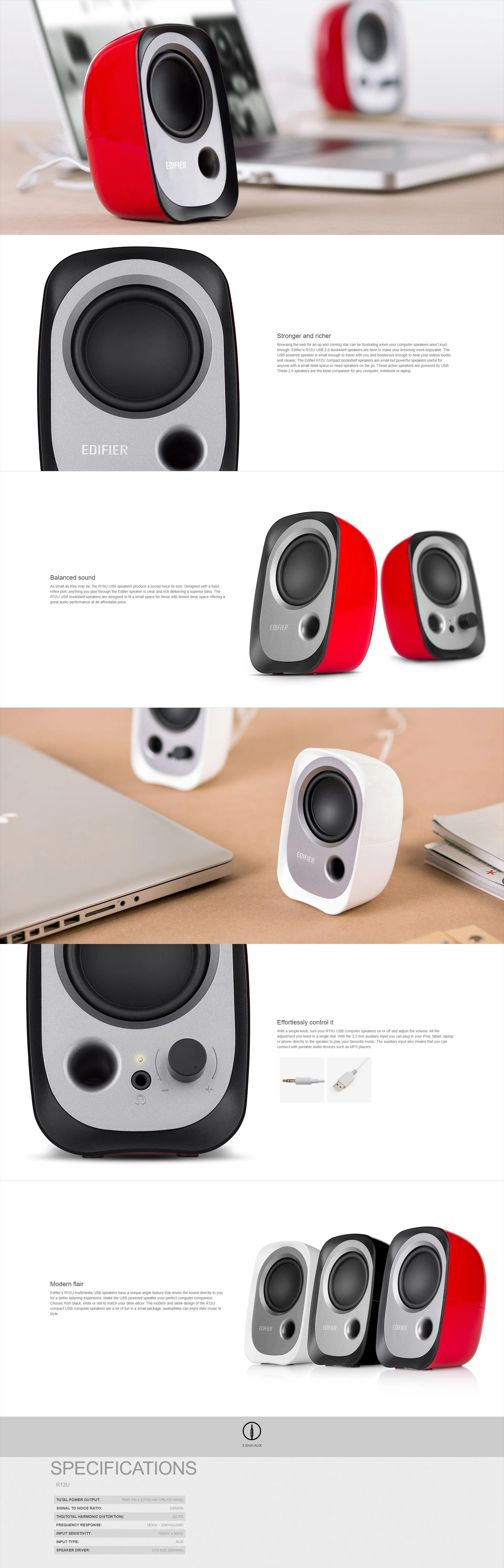 Edifier R12U Usb Powered Speaker Black - Image 5