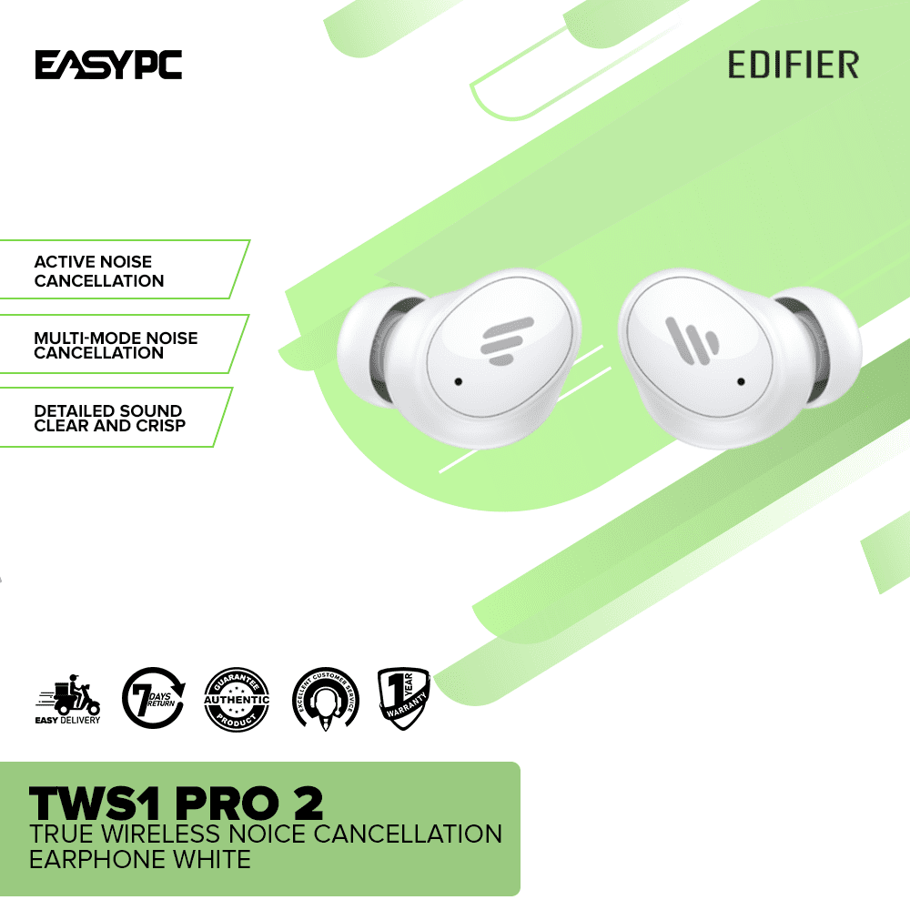 Edifier TWS1 Pro 2 True Wireless Noise Cancellation Earphone White - Image 2