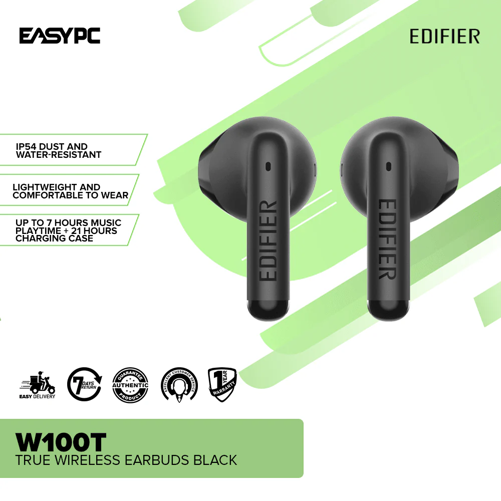 Edifier W100T True Wireless Earbuds Black - Image 2