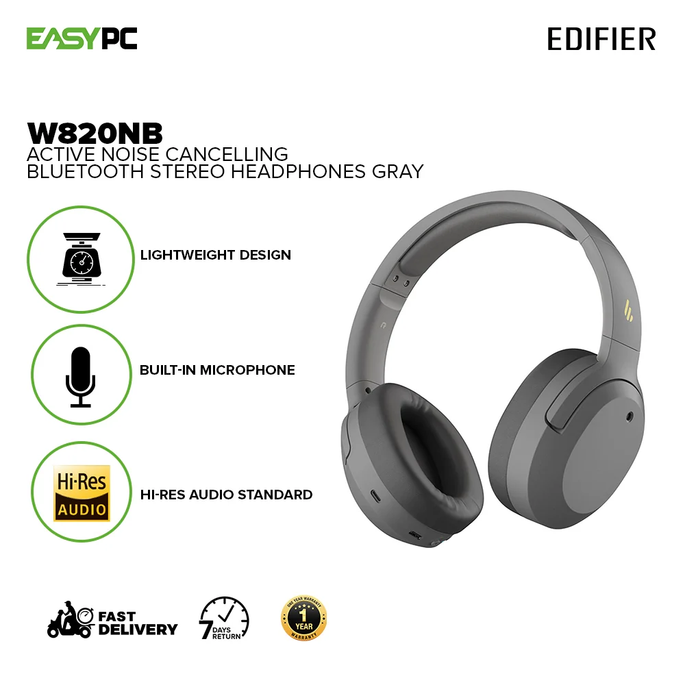 Edifier W820NB Black, Gray and White Built-in microphone Active Noise Cancelling Bluetooth V5.0 Stereo Headphones 19GLO - Image 10