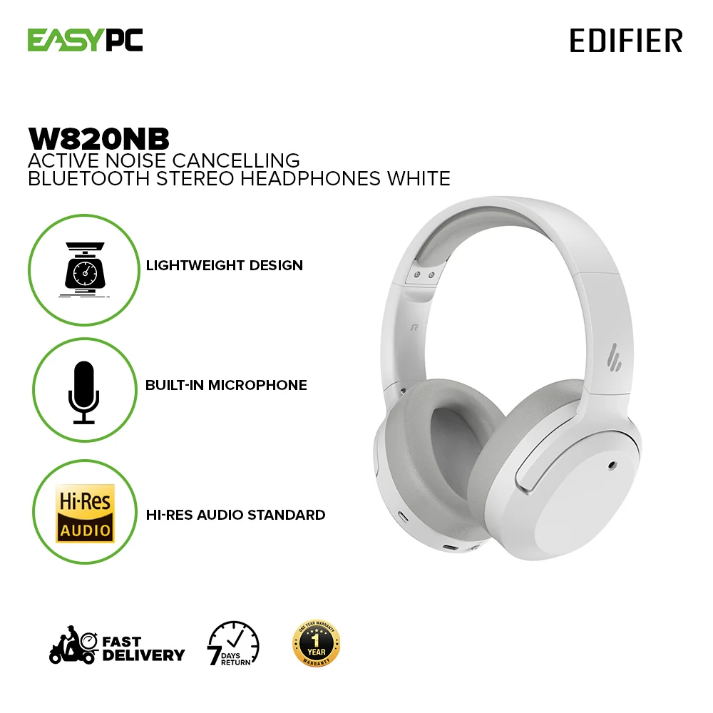 Edifier W820NB Black, Gray and White Built-in microphone Active Noise Cancelling Bluetooth V5.0 Stereo Headphones 19GLO - Image 15