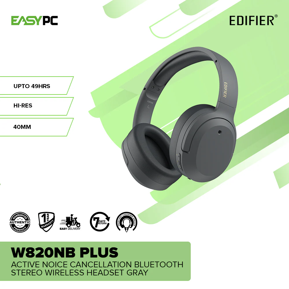 Edifier W820NB Plus Active Noise Cancellation Bluetooth Wireless Headset Gray - Image 6