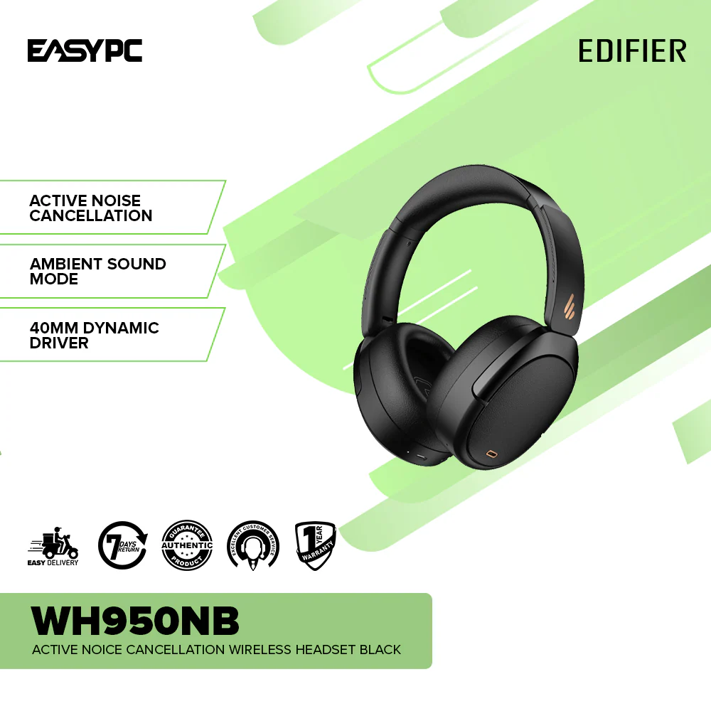 Edifier WH950NB Active Noise Cancellation Wireless Headset Black - Image 2