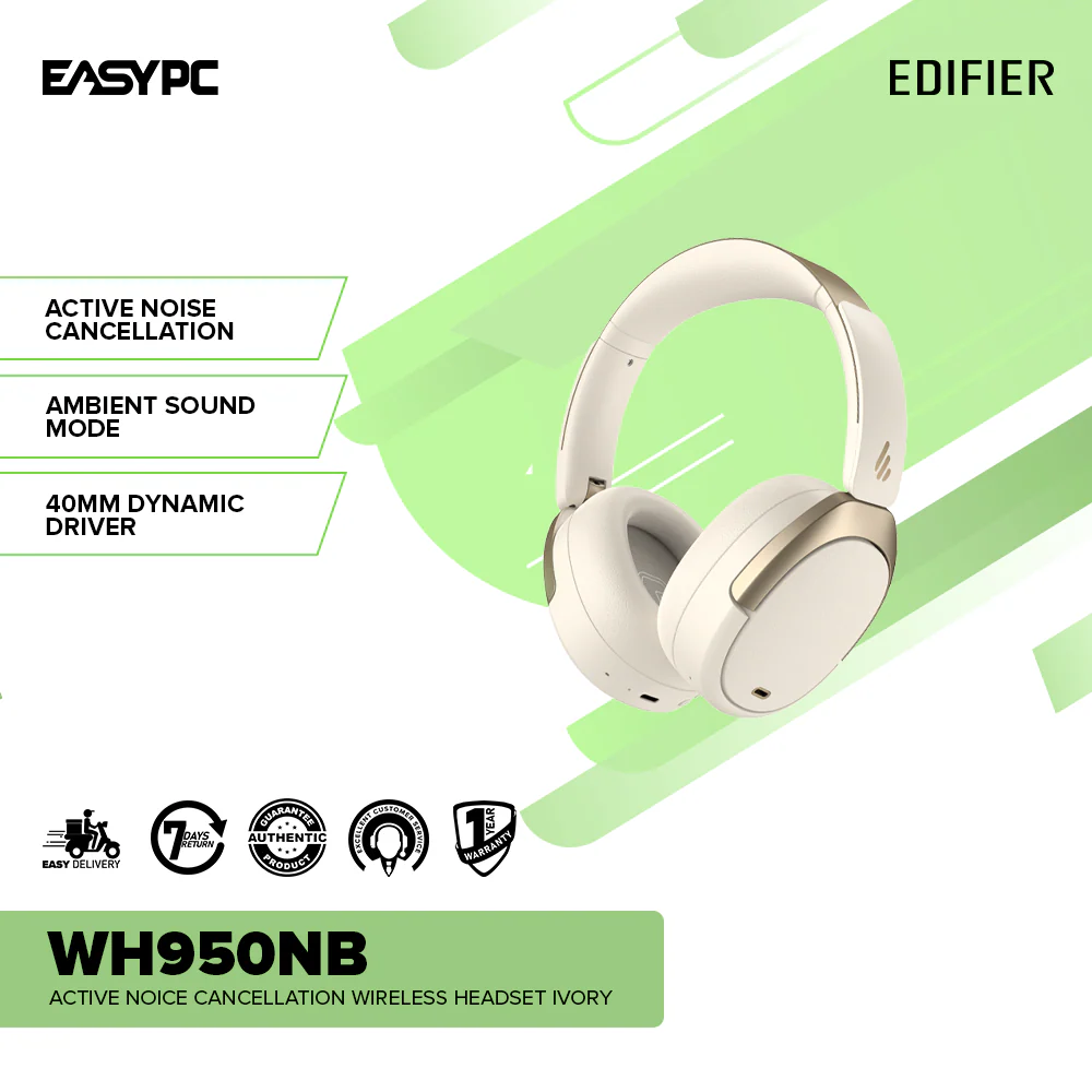Edifier WH950NB Active Noise Cancellation Wireless Headset Ivory - Image 2