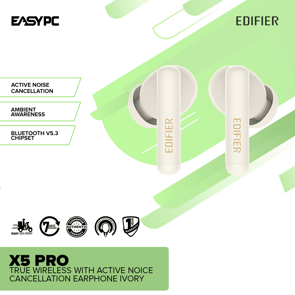 Edifier X5 Pro True Wireless with Active Noise Cancellation Earphone Ivory - Image 2