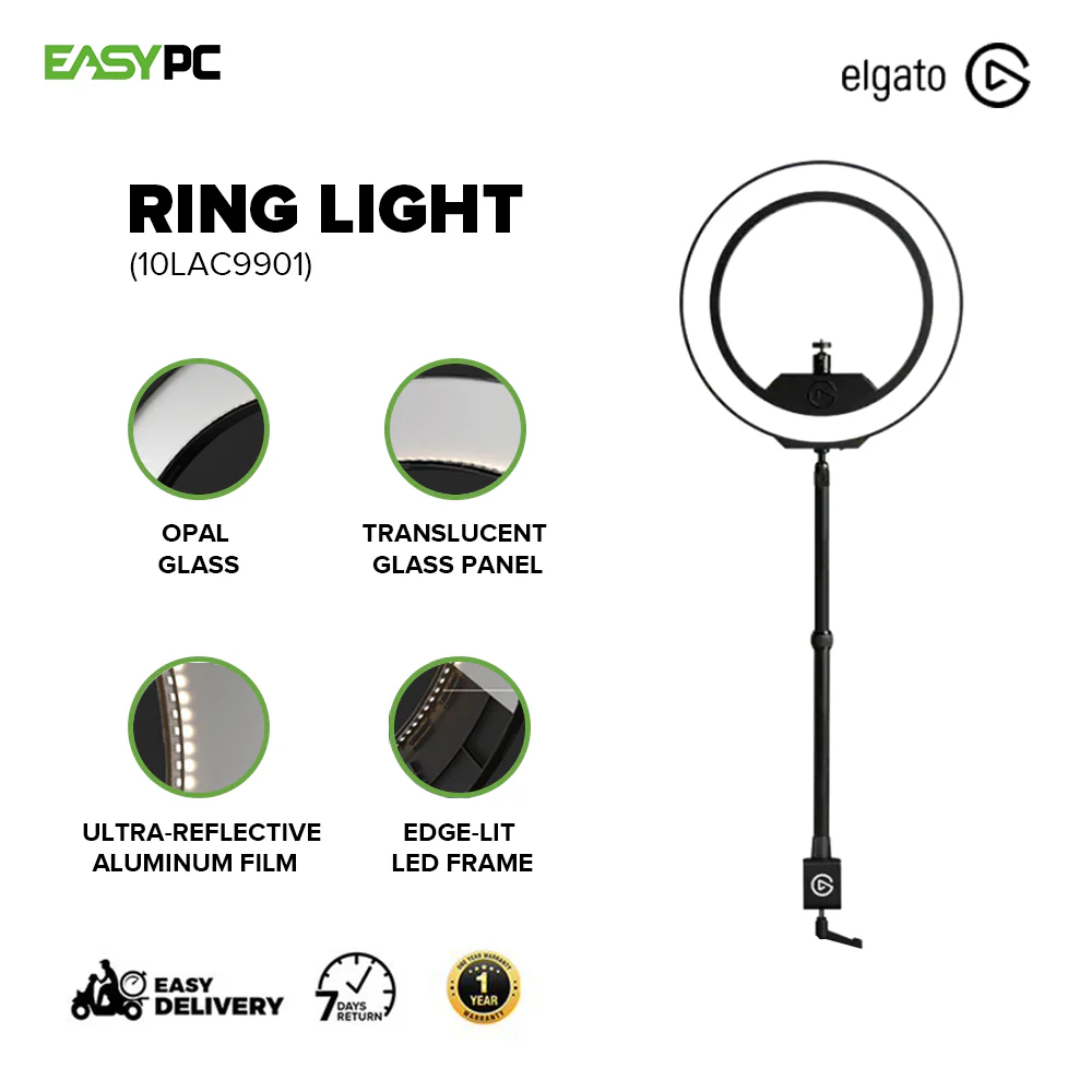 Elgato Ring Light Premium Edge-lit Ring Light, 2500 lumens, Multi-Layer Diffusion, Adjustable Color, app Control onMac, Windows, iPhone, Android (10LAC9901) 7UBE EL102146 - Image 2