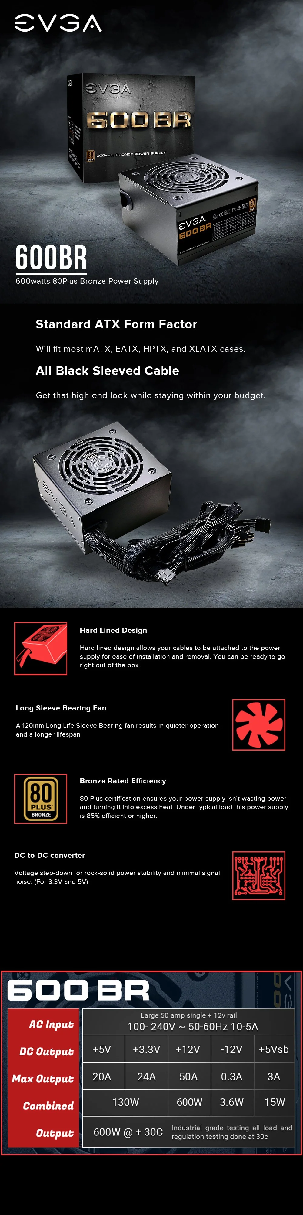 EVGA 600 BR 80 plus Bronze certified, with 85% efficiency or higher under typical loads Heavy-duty protections Bronze reliability Power Supply - Image 7