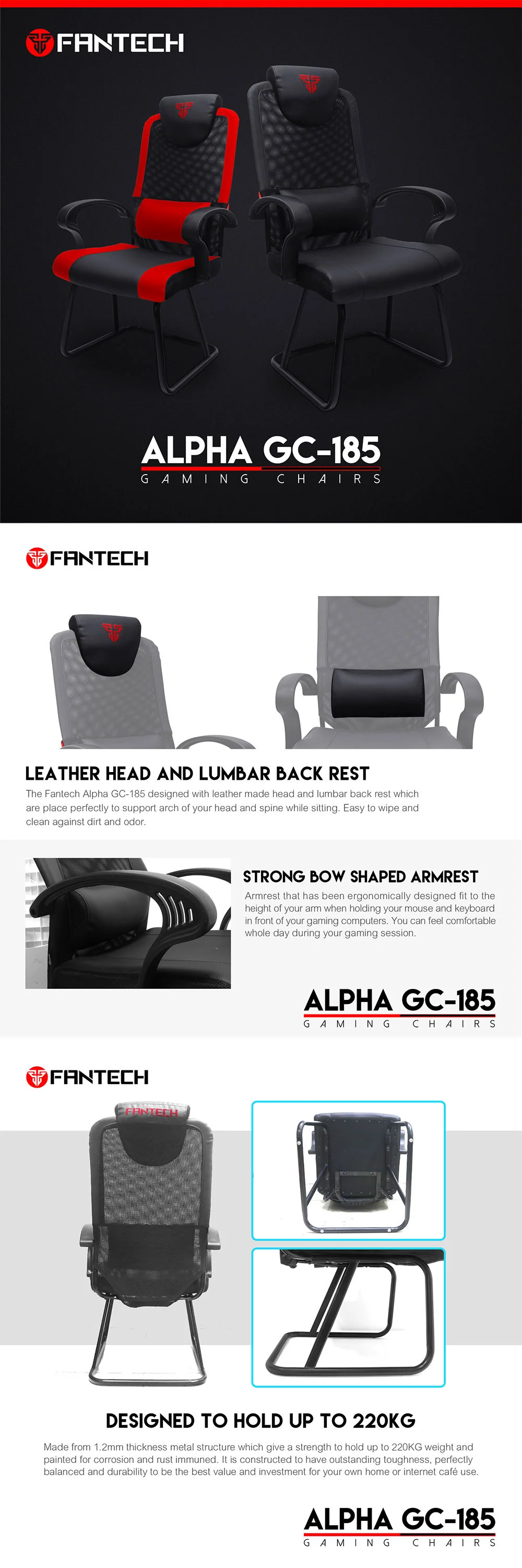 Fantech Alpha GC-185 Gaming Chair Red - Image 5