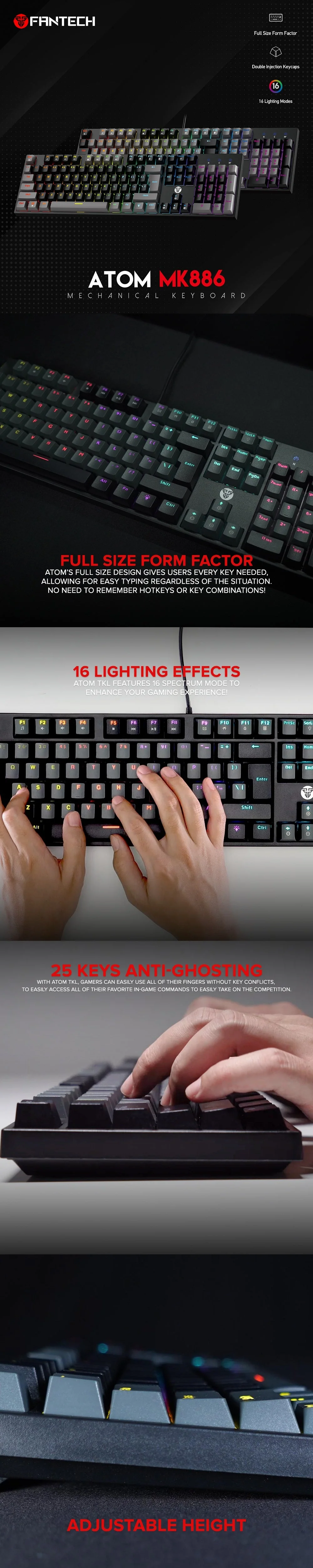 Fantech ATOM MK886 Red Switch RGB Mechanical Keyboard Black - Image 6