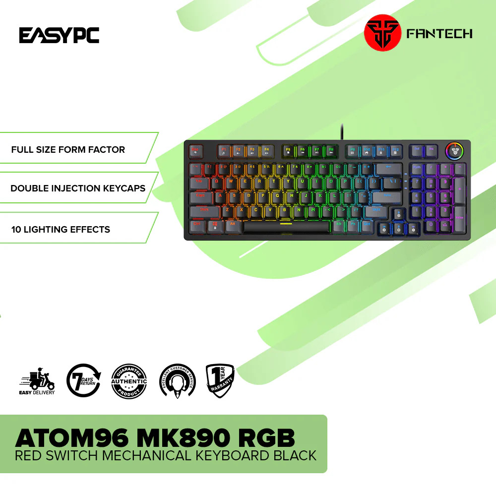 Fantech ATOM96 MK890 Red Switch RGB Mechanical Keyboard Black - Image 2