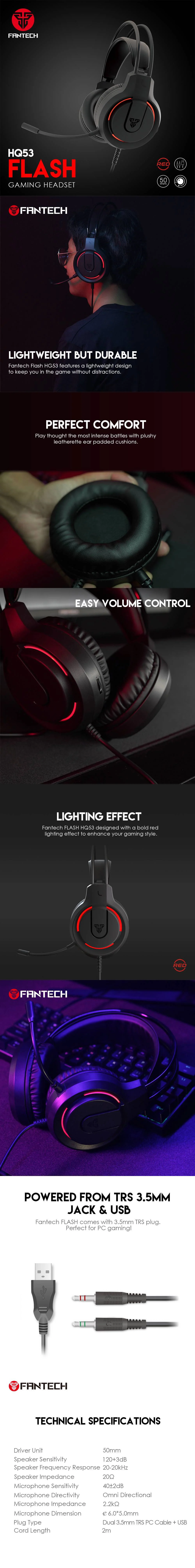 Fantech Flash HQ53 Lightwieght and Lightning Effects Crystal Clear Audio Gaming Headset - Image 6