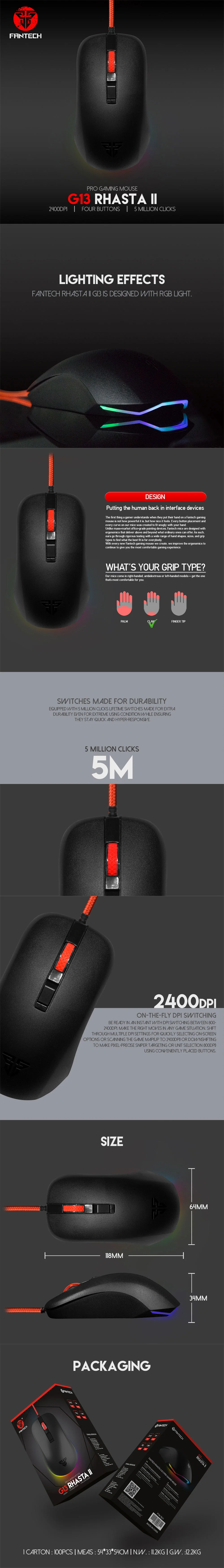 Fantech G13 Rhasta II Gaming Mouse Black - Image 7