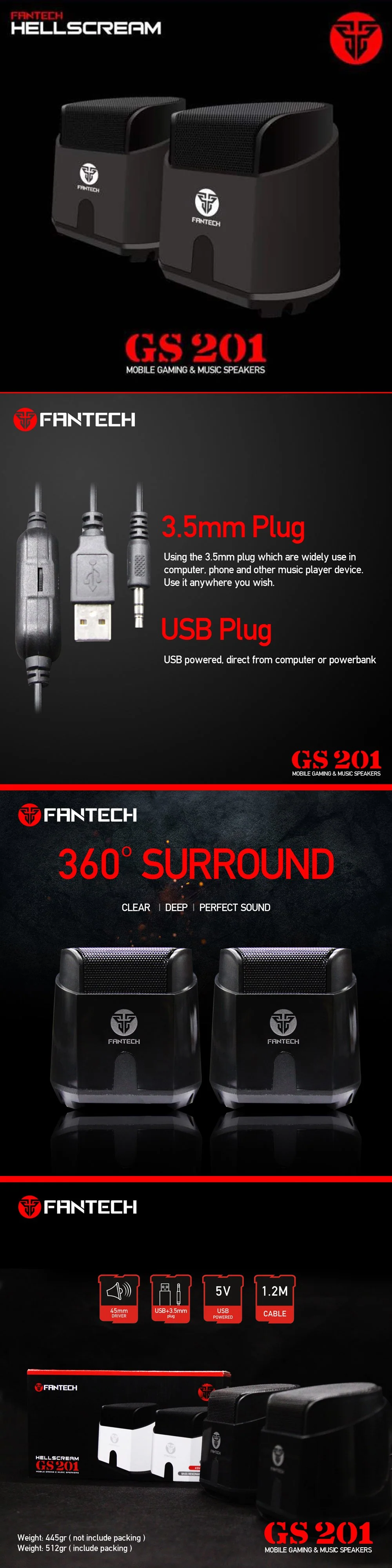 Fantech  GS201  Hellscream  Plug and Play wired super basss Speaker  Gaming Speaker - Image 6