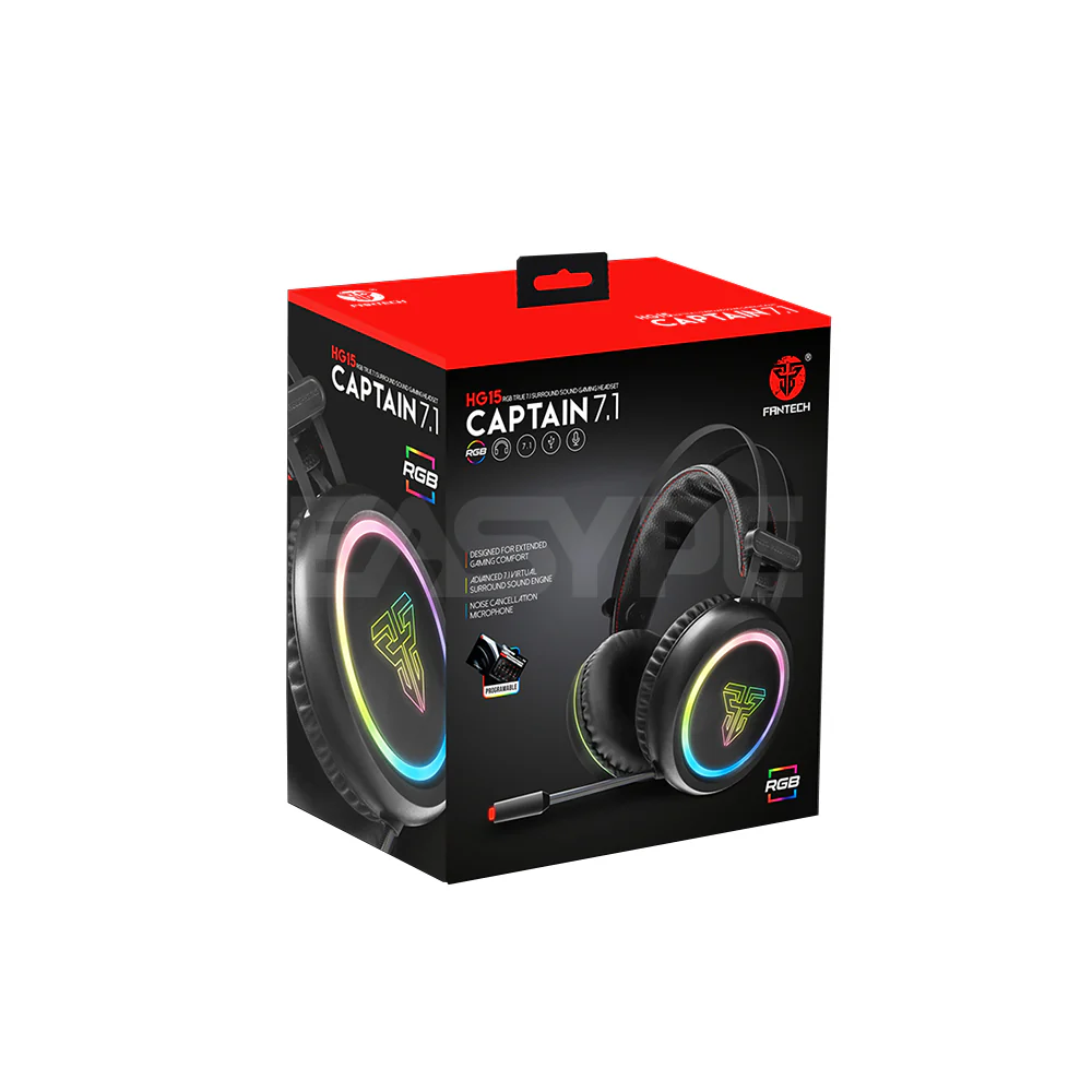 Fantech HG15 Captain 7.1 Software Noise Cancelling Microphone Lightweight but durable RGB Over Ear Design Gaming Headset - Image 3