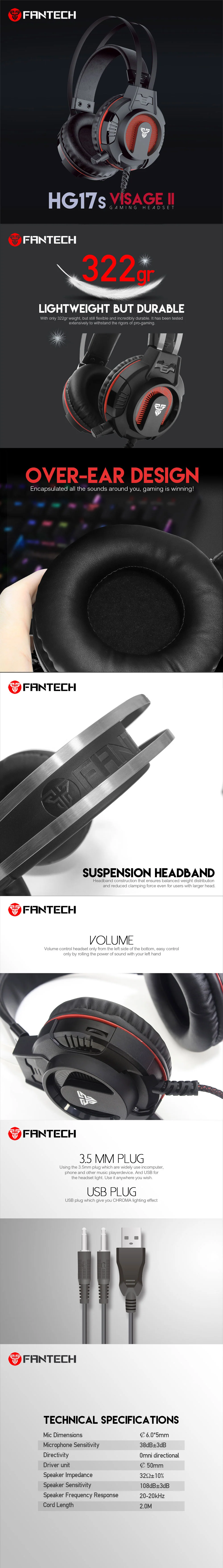 Fantech HG17s Visage II Lightweight & Durable Suspension Headband RGB Gaming Headset - Image 7