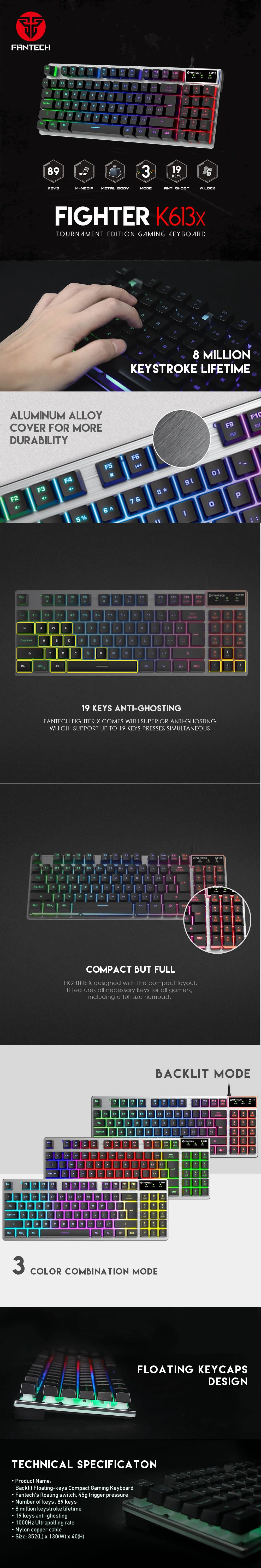 Fantech K613X ALUMINUM BACKLIT Gaming Keyboard - Image 5