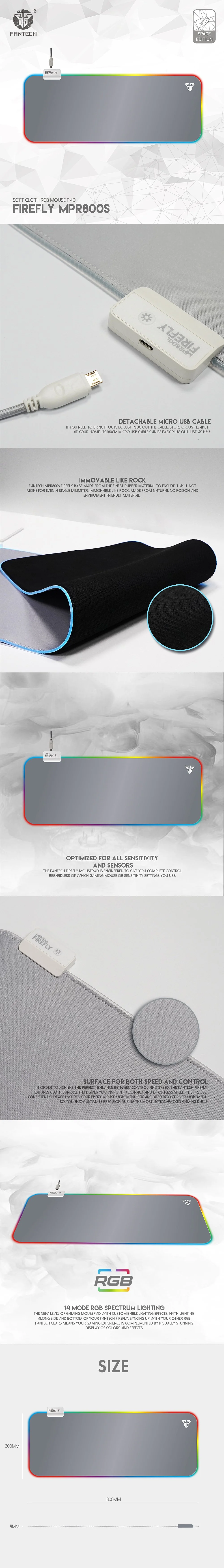 Fantech MPR800S Firefly Gaming Mousepad White - Image 5