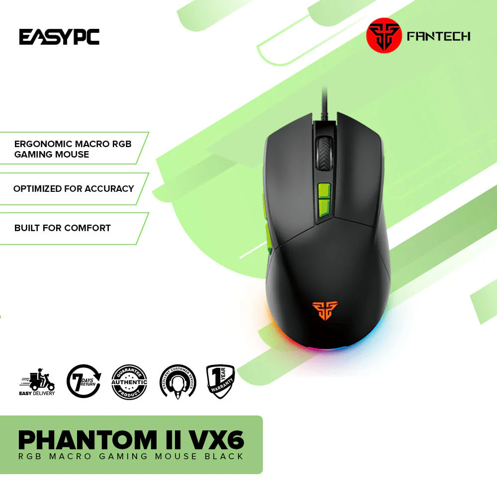 Fantech PHANTOM II VX6 RGB Macro Gaming Mouse Black - Image 2