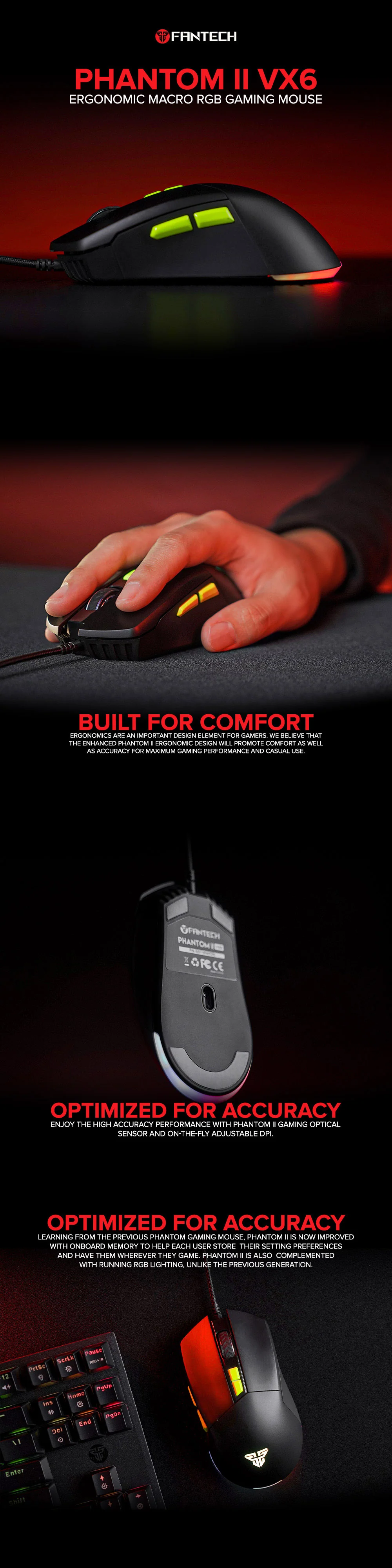 Fantech PHANTOM II VX6 RGB Macro Gaming Mouse Black - Image 6