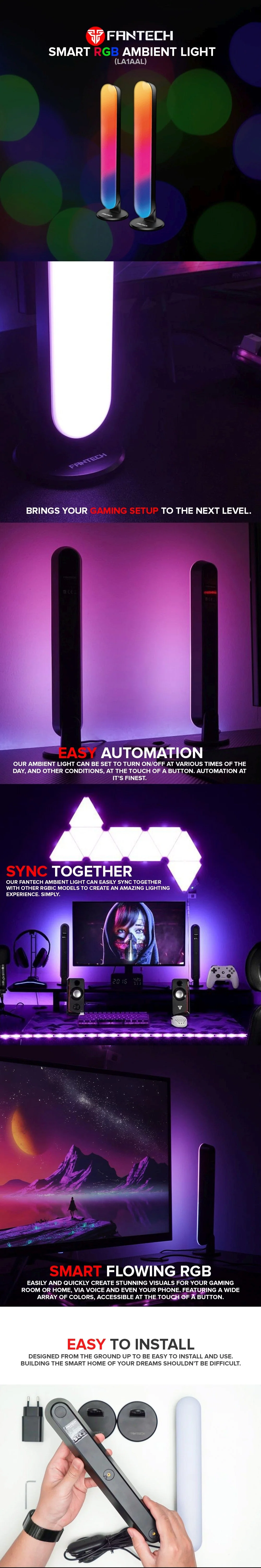 Fantech Smart RGB Ambient Light (LA1AAL) Easy to Set Up Designed with flowing RGB - Image 5