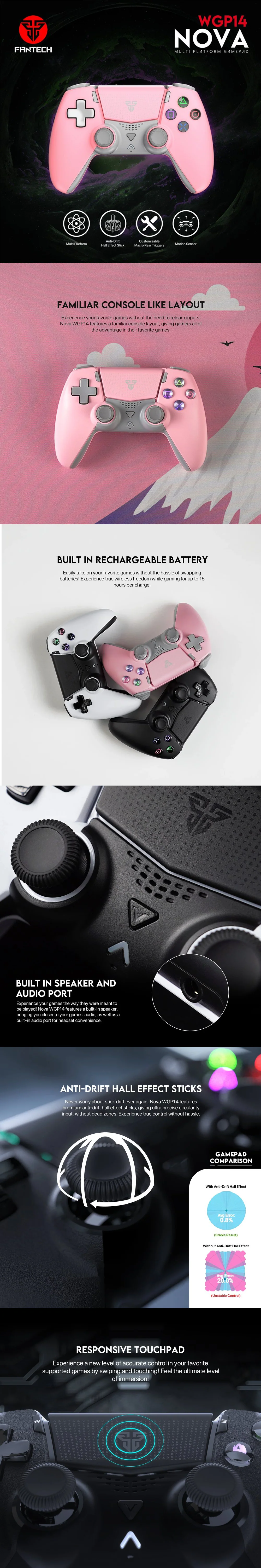 Fantech WGP14 NOVA Wireless Gamepad Pink - Image 4