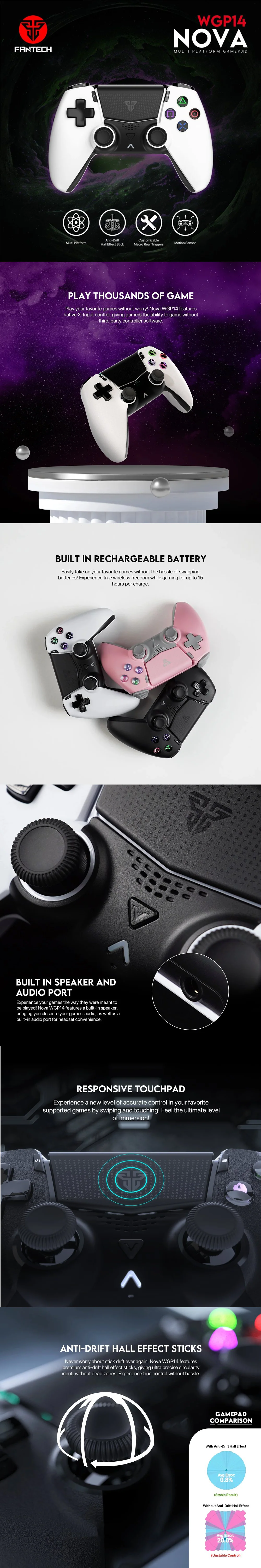 Fantech WGP14 NOVA Wireless Gamepad White - Image 4