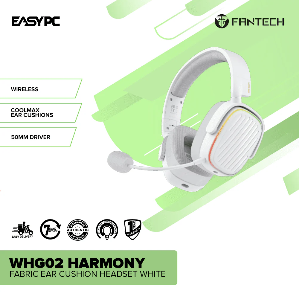 Fantech WHG02 Harmony Fabric Ear Cushion Headset White - Image 2