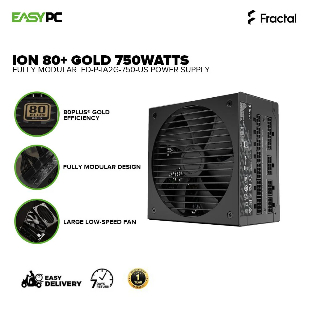 Fractal Design ION 80+ Gold 850, 750 and 650w Fully Modular for reduced clutter & maximum ease of installation Premium Capacitor Power Supply 4JTP - Image 6