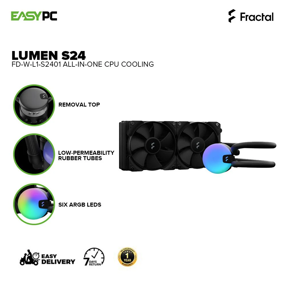 Fractal Design Lumen S24 All-in-One Duality design removable top can be turned at 90-degree intervals CPU Cooling FD-W-L1-S2401 4JTP FRFD2492 - Image 2