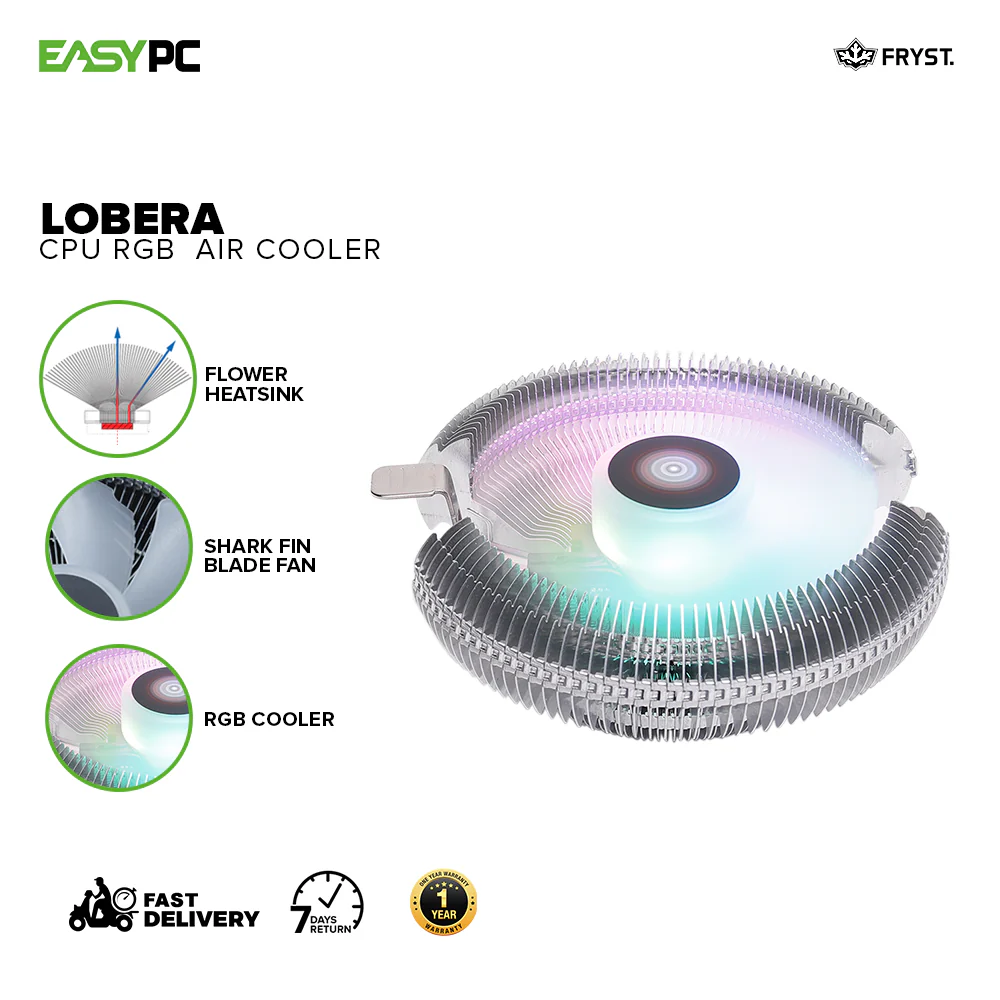 Fryst Lobera, Flower Heatsink, Shark Fin Blade Fan  CPU Air Cooler RGB - Image 2