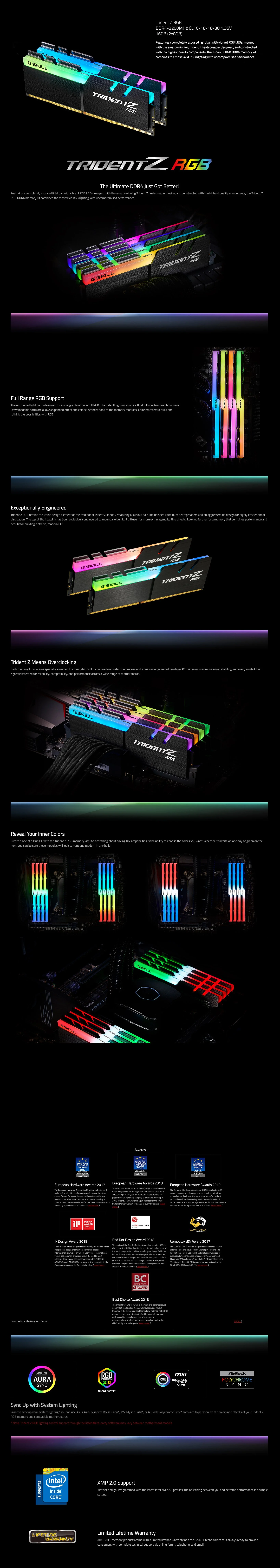 G Skill Trident Z 16gb 2x8 3200mhz Ddr4Multi-Channel Kit, Intel XMP 2.0 (Extreme Memory Profile) Ready RGB Gaming Memory - Image 6