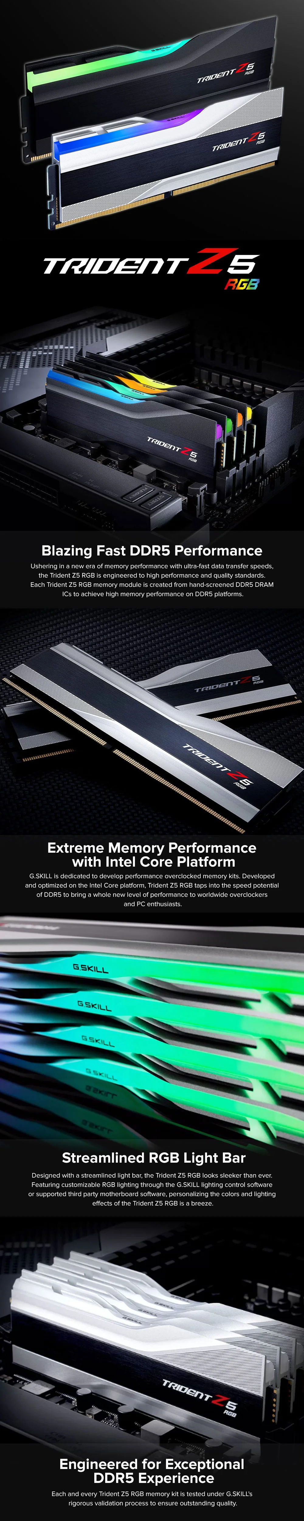 G.SKILL Trident Z5 32GB 2x16 F5-5600J3636C16GX2-TZ5RS 5600mHz DDR5 RGB Memory Silver Intel XMP - Image 7