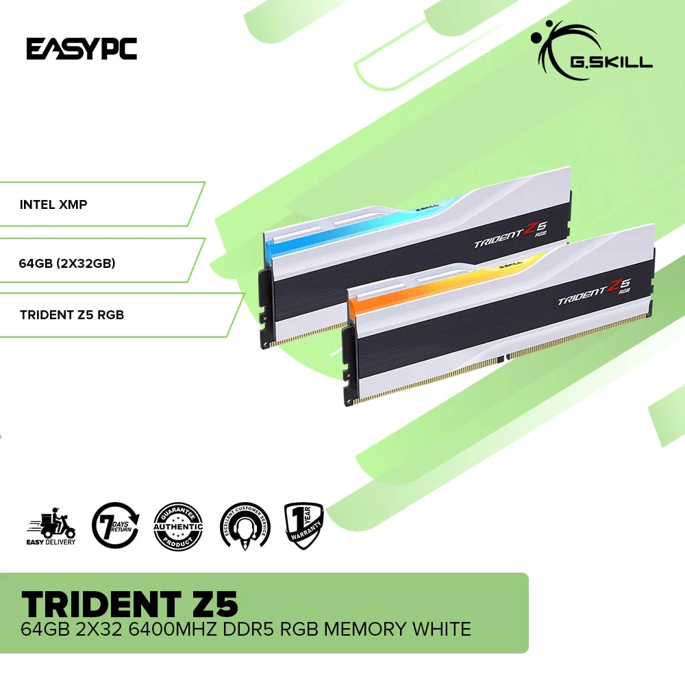 G.Skill Trident Z5 64gb 2x32 6400mhz Ddr5 RGB Memory White - Image 2